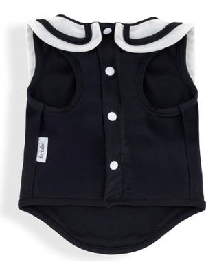 Odea Furlabel Bebe Yaka Iki Renkli Köpek ve Kedi Tişört (Siyah, X-Small)