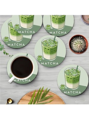 Odea Kututr Matcha Temalı 6’lı Bardak Altlığı – Mdf – 10 cm BRD-040