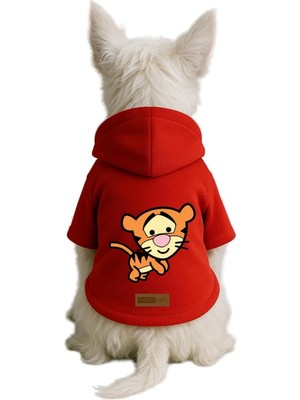 Odea Monopetz Baskılı Içi Polarlı Köpek ve Kedi Kıyafeti & Elbisesi - Kırmızı Renk Kapüşonlu Hoodie B9751, 6xl