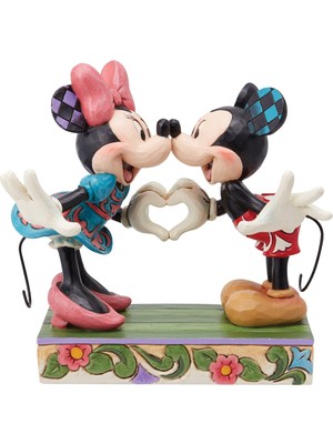 Odea Enesco Disney Gelenekleri Jim Shore Mickey ve Minnie Mouse Yapımı Kalp Eller Heykelcik, 16,125 Cm, Çok Renkli