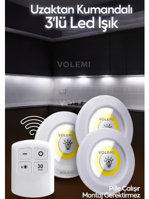 Odea Aksu Volemi LED Işık Uzaktan Kumandalı Kontrol Set Of 3 V-3+1