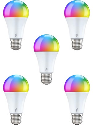 Odea Fonri Akıllı LED Ampul 5'li Set, 9W-TITREŞIMSIZ, 16.7 Milyon Renk, Sesli Kontrol, 850'LÜMEN, Doğal Sarı ve Beyaz Renk, Ambiyans, Tuya Destekli