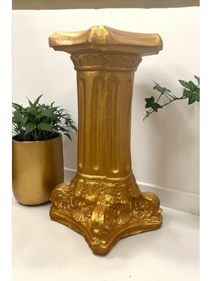 Odea Dekoratif 53 cm Gold Altın Roma Sütunu Antik Ev Balkon Bahçe Dekorasyon Biblo Heykel