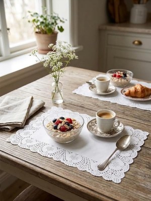 Odea Mucit Home 50 Adet Dikdörtgen Dantel Görünümlü Kağıt Supla 40 * 30 cm Tatlı Yemek Servis Supla