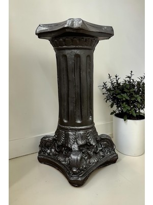 Odea Dekoratif 53 cm Metalik Siyah Roma Sütunu Antik Obje Ev Balkon Bahçe Dekorasyon Heykel