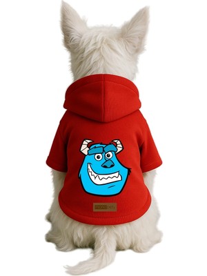 Odea Monopetz Baskılı Içi Polarlı Köpek ve Kedi Kıyafeti & Elbisesi - Kırmızı Renk Kapüşonlu Hoodie BD361 3xl