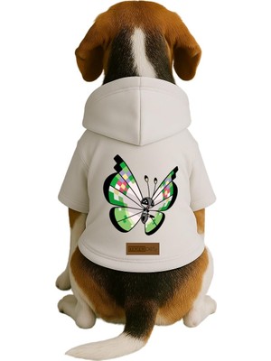 Odea Monopetz Baskılı Içi Polarlı Köpek ve Kedi Kıyafeti & Elbisesi - Beyaz Renk Kapüşonlu Hoodie B98A7, 6xl