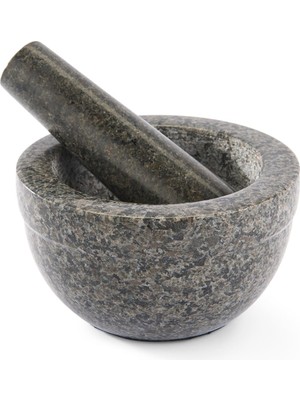 Odea Rösle Doğal Granit Havan 12978-14 cm Çap, Siyah Granit Harç ve Tokmak, 5 cm Derinlik