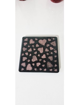 Odea Kalp Desenli Bardak Altlığı, Siyah ve Pembe, Kare Şekil, Romantik Tema