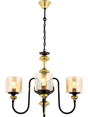Odea Avonnı AV-4161-3E Eskitme Kaplama Modern Avize, E27, Metal, Cam, 62CM