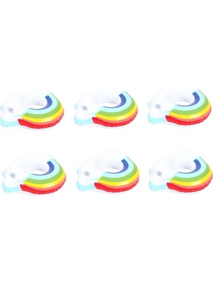 Odea Netavantaj Gökkuşağı Desenli Şişme Havuz Deniz Bardak Tutucu Float Bar 6lı Set