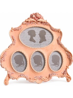 Odea Çoklu Fotoğraf Resim Çerçevesi Pembe Vintage Dekoratif El Boyama Sanatsal Obje Dayanıklı Polyester Aile Fotoğraf Çerçevesi Salon Masa Raf Konsol Ev Dekorasyonu Için Hediyelik Çerçeve
