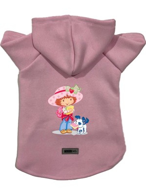 Odea Monopetz Kapişonlu Polar Sweatshirt Köpek ve Kedi Kıyafeti & Elbisesi Pembe Çilek Kız Xl