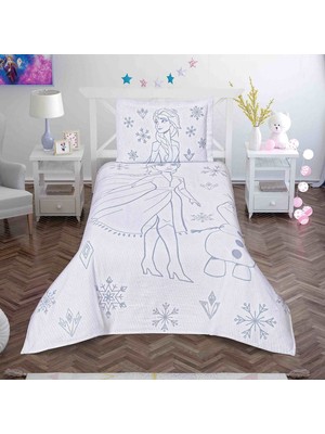 Odea Taç 1000037694 Disney Frozen Snow Flower Lisanslı Jakar Yatak Örtüsü Çok Renkli