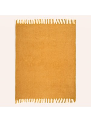 Odea Ropar Hardal Sarısı Akrilik Yün Koltuk Şalı 140X180 cm
