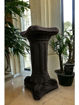 Odea Dekoratif 53 cm Büyük Boy Mat Siyah Roma Sütunu Ev Balkon Bahçe Dekorasyon Bohem Biblo Heykel