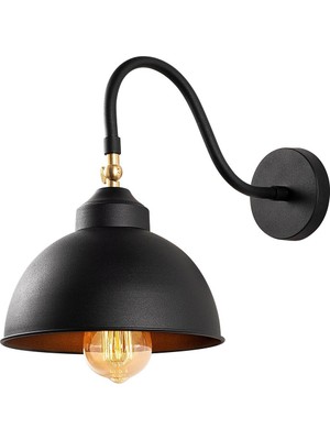 Odea Amber LED Şık Pütürlü Siyah Metal Aplik E27 Duvar Lambası 21X32X28 cm Salon Yatak Odası, SIYAH-3742