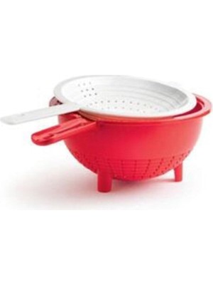 Odea Tupperware Çift Süzgeç Kırmızı Kırmızı-Beyaz
