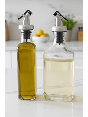 Odea Jenısa 2'li Şeffaf Cam Yassı Yağdanlık - Sızdırmaz Tıpalı 200ML. Sirkelik Sosluk