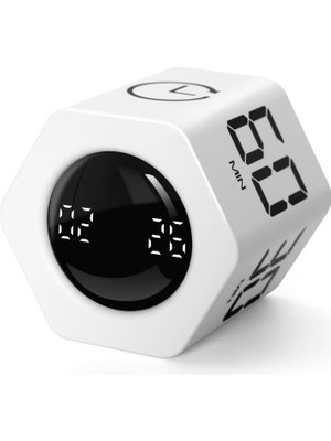 Odea Gworke Gt-2 Hexagon Zamanlayıcı, Flip Timer, Öğrenci Ders Çalışma Saati, Sınav Kronometresi, Mutfak (Beyaz)