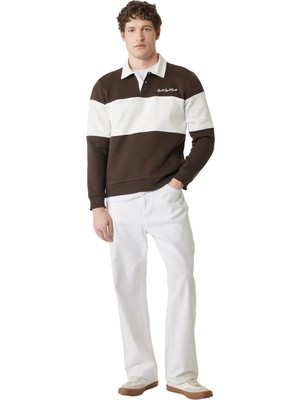 Odea Uzun Kollu Işlemeli Renk Bloklu Polo Yaka Sweatshirt