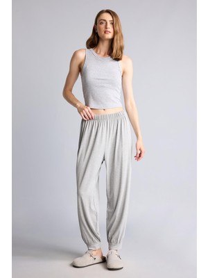 Odea Defacto Regular Fit Elastik Bel Gri Melanj Eşofman Altı I0698AX26AU