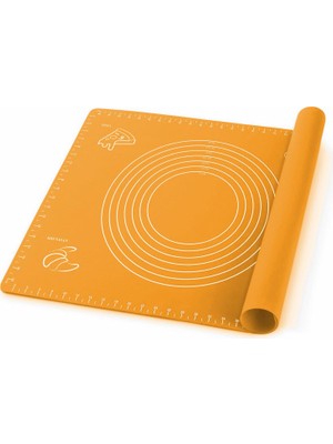 Odea Promosyonca Silikon Hamur Matı, Pizza ve Tatlı Hazırlamak Için Ölçekli, 45X65 cm (Turuncu)