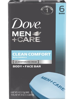 Odea Dove Erkek+Care Dove Men+Bakım Vücut Sabunu ve Yüz Çubuğu Nemlendirmek Için Cilt Temizliği Rahatlık Bardan Daha Fazla Nemlendirici Sabun 3,75 Oz 6 Bar