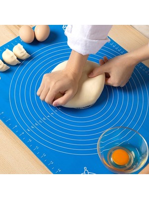 Odea 40X50 cm Silikon Hamur Açma Matı - Yapışmaz ve Kaymaz Ölçülü Hamur Yoğurma Matı - Mantı, Ekmek, Makarna ve Pasta Için Gıda Sınıfı Silikon Mutfak Hazırlık Gereci (Renk Stok Durumuna Göre Gönderilir.)