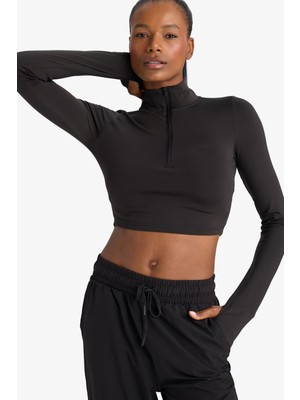 Odea Defacto Warmtech Slim Fit Dar Kesim Fermuarlı Dik Yaka Içi Yumuşak Tüylü Esnek Kumaş Uzun Kollu Tişört W0343AZ25AU