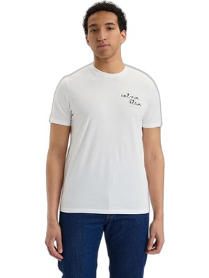 Odea Erkek Baskılı Bisiklet Yaka Slim Fit Kısa Kol Beyaz T-Shirt LV04RG837G-YAF