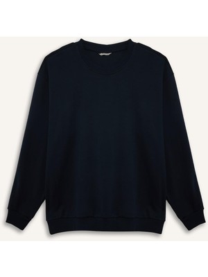 Odea Defacto Pamuklu Boxy Fit Büyük Beden Bisiklet Yaka Pike Sweatshirt H1001AX26SP