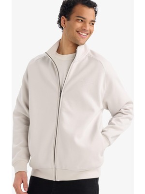 Odea Defacto Boxy Fit Dik Yaka Baskılı Içi Yumuşak Tüylü Cepli Fermuarlı Sweatshirt E1367AX26SP