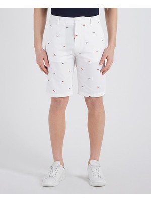 Odea Erkek Marka Logo Detaylı Regular Fit Basic Beyaz Şort 21414046-100