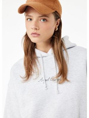 Odea Şardonlu Rahat Kalıp Kapüşonlu Kanguru Cepli Arkası Melek Baskılı Sweatshirt