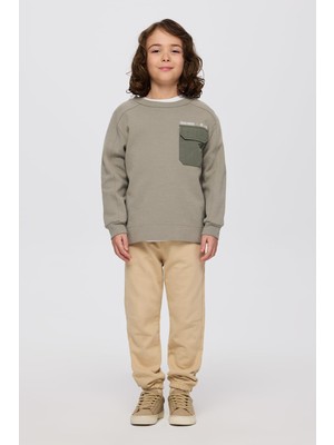 Odea Erkek Çocuk Yuvarlak Yaka Cepli Baskılı Parça Detaylı Antrasit Sweatshirt 7 Yaş (122 Cm)