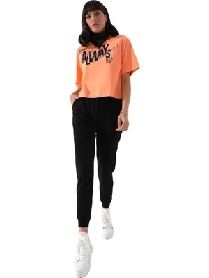 Odea Siyah Yüksek Bel Jogger Rahat Form Manşetli Kadın Eşofman Alt - 94561