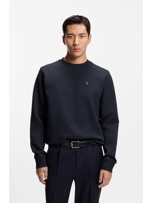 Odea Erkek Pamuklu Interlok Kumaş Yuvarlak Yakalı Logolu Lacivert Sweatshirt 50555830-404