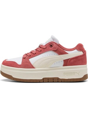 Odea Puma Rebound Femme Low Suede Kadın Ayakkabı,white Frosted Ivory Exotic Red 37