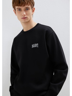 Odea Mavi Logo Baskılı Siyah Sweatshirt 0611716-900 SIYAH-900 Xl