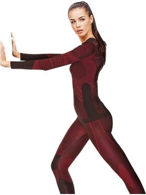 Odea Miofit Kadın Comfortable Fit Dry Uzun Kollu Dikişsiz Spor Tişört Siyah-Pembe M-L