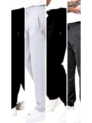 Odea By Comeor Siyah Erkek Büyük Beden 4'lü Düz Paça Cep Fermuar Detaylı Rahat Kesim Eşofman Altı Siyah-Lacivert-Gri-Antrasit 6xl