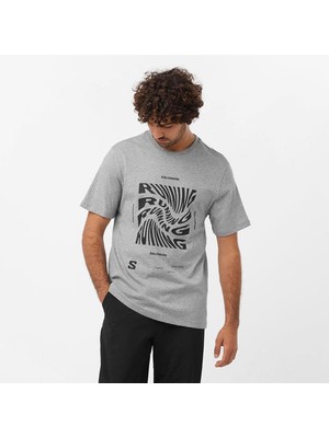 Odea Salomon, Erkek, Runnıng Graphıc Ss Tee M, Koşu T-Shirt, Gri/beyaz, M