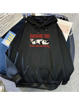 Odea Tarzsokak Siyah Unisex Kan Saç Eyeballs Tur Rock Band Alkalin Trio Grafik Moletom Masculino Kap, SIYAH-694, Xl