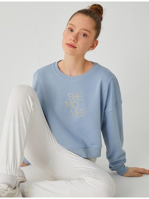 Odea Bisiklet Yaka Baskılı Spor Sweatshirt