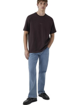 Odea Mavi Erkek Logo Baskılı Interlok T-Shirt M0613102 Kahverengi