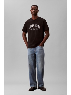 Odea Calvin Klein Logolu Pamuklu Regular Fit Bisiklet Yaka T Shirt LV04RF820GUB1 Erkek T Shirt LV04RF820G Ub1