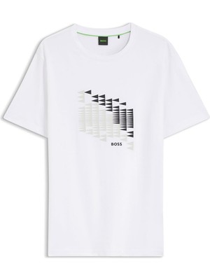 Odea Erkek Bisiklet Yaka Baskılı Rahat Beyaz T-Shirt 50566853-100