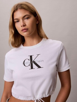 Odea Calvin Klein Pamuklu Logolu Regular Fit Bisiklet Yaka T Shirt LV047G288GYAF Bayan T Shirt LV047G288G Yaf