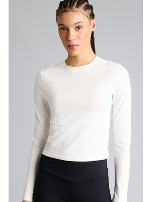 Odea Defacto Pamuklu Slim Fit Bisiklet Yaka Sporcu Uzun Kollu Tişört F9087AX26SP